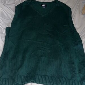 Lands' End Men's Dark Green V-Neck Sweater Vest